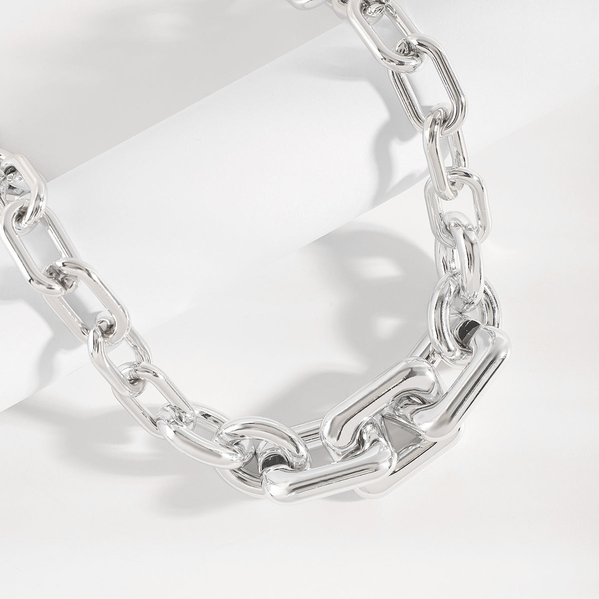 N11504 Punk Chunky Chain Link Choker Necklace