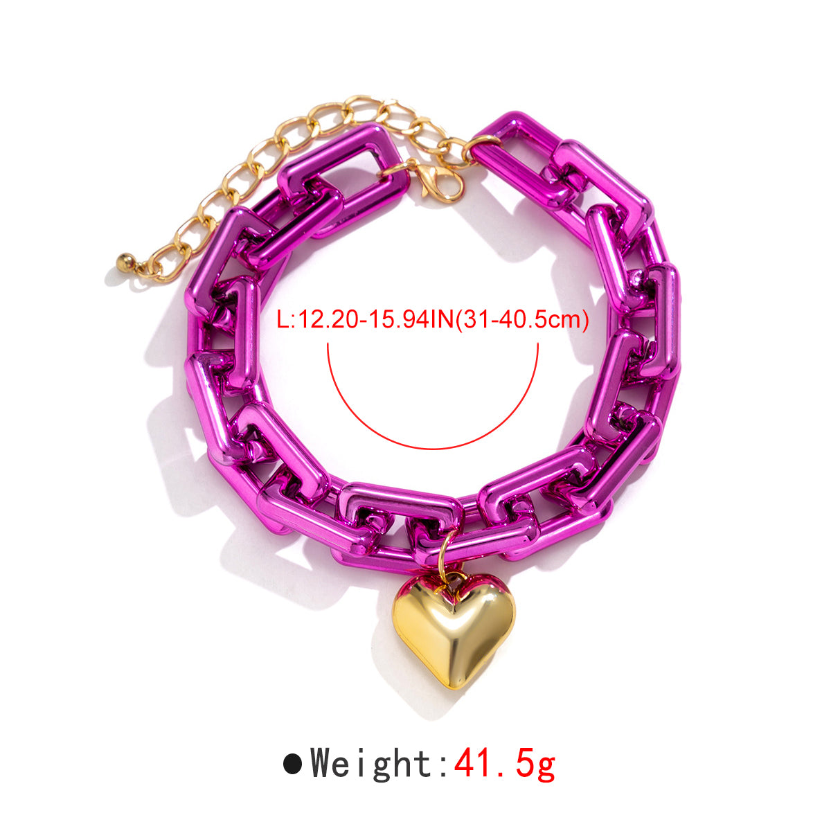 N11507 CCB Chunky Chain Heart Pendant Necklace