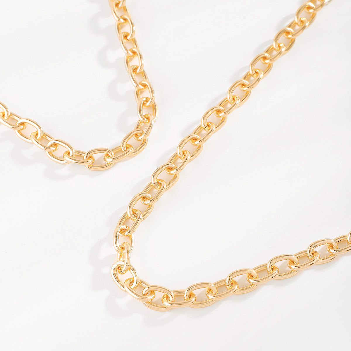 N11508 Chunky Double Layers Chain Pendant Necklace