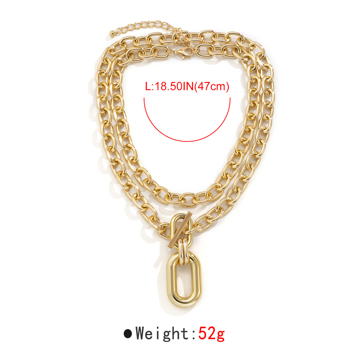 N11508 Chunky Double Layers Chain Pendant Necklace