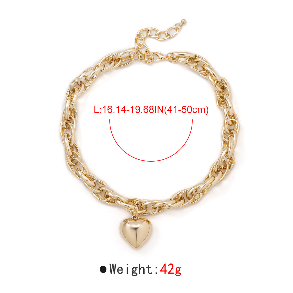 N11519 Chunky Chain Gold & Silver Heart Pendant Necklace