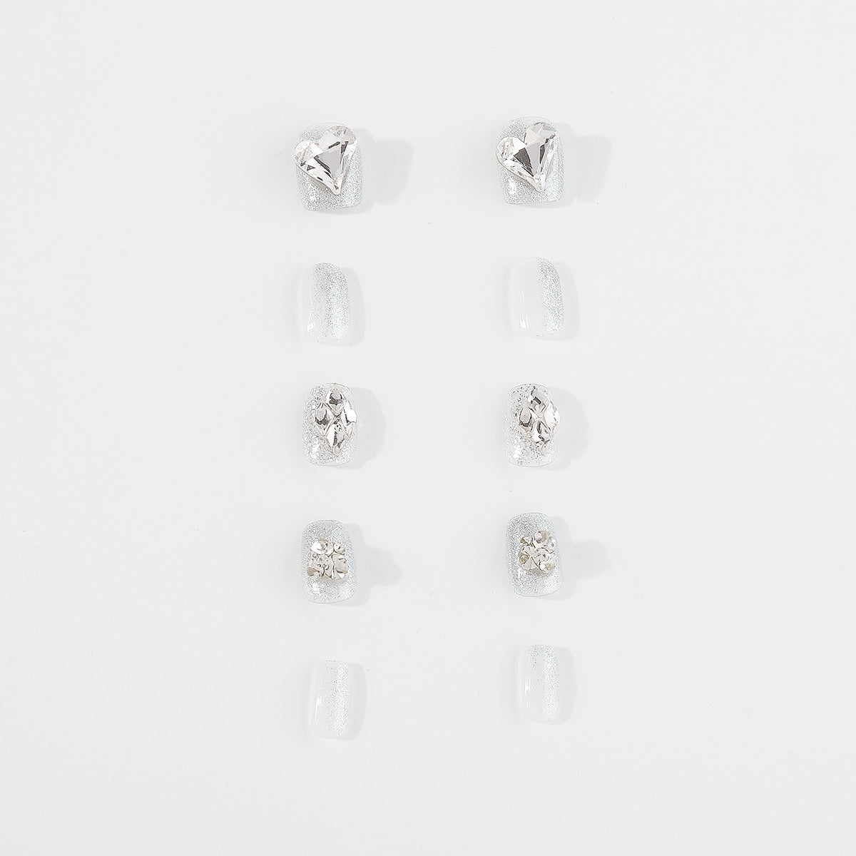 NC0005 Handmade Sparkly Silver Press-On Nail Kit