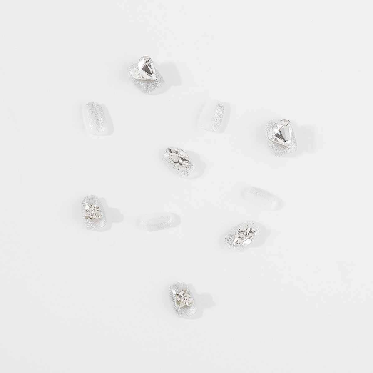 NC0005 Handmade Sparkly Silver Press-On Nail Kit