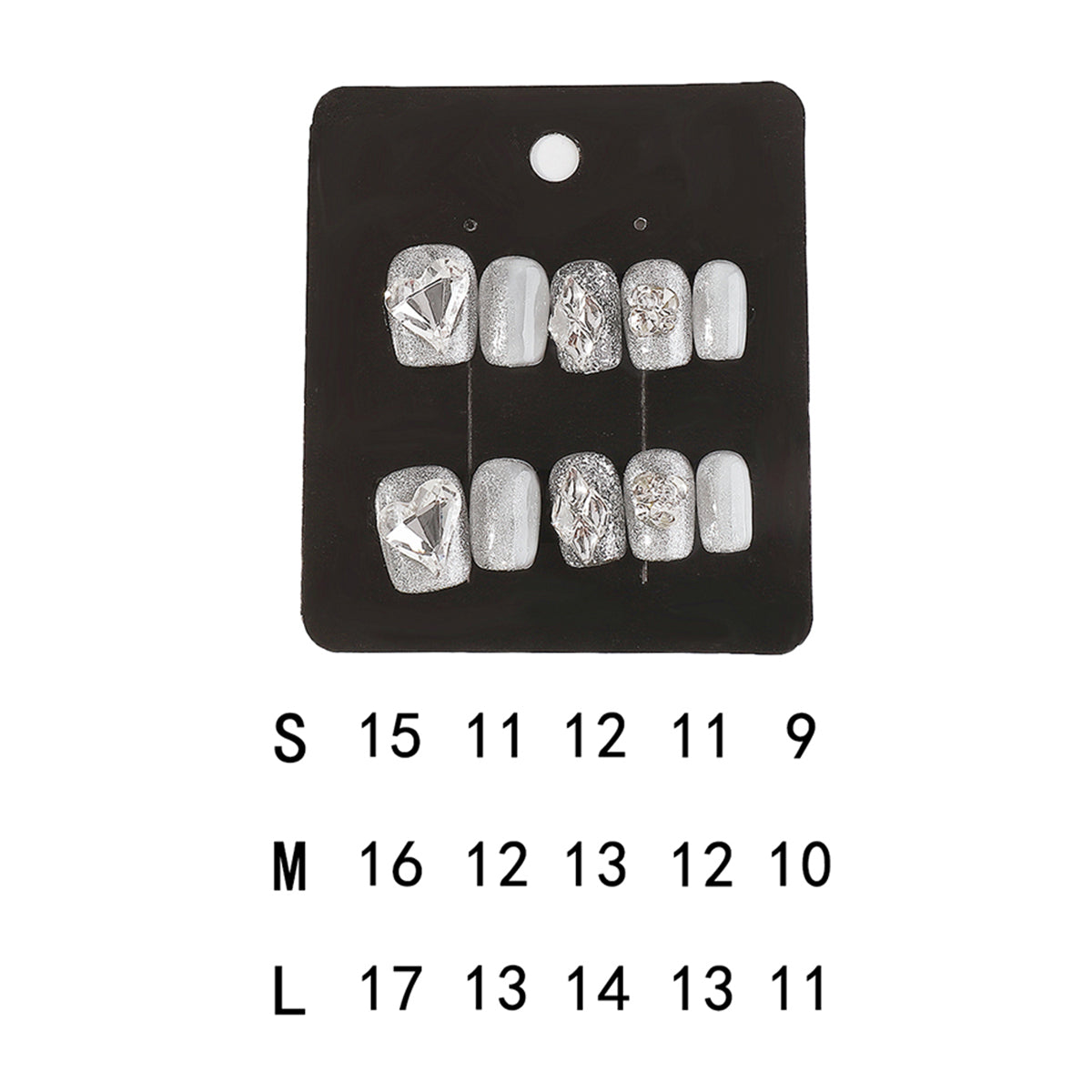 NC0005 Handmade Sparkly Silver Press-On Nail Kit
