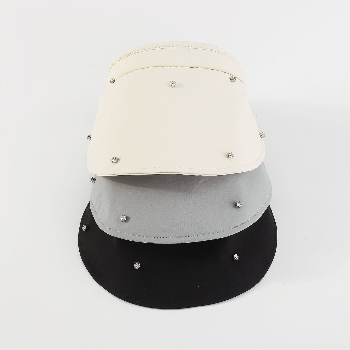 Q0131 Wide Brim With Rhinestone Adjustable Visor Hat