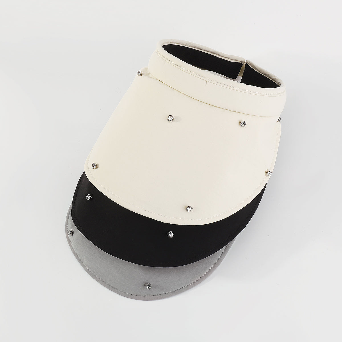 Q0131 Wide Brim With Rhinestone Adjustable Visor Hat