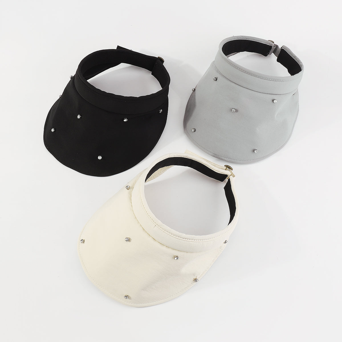 Q0131 Wide Brim With Rhinestone Adjustable Visor Hat