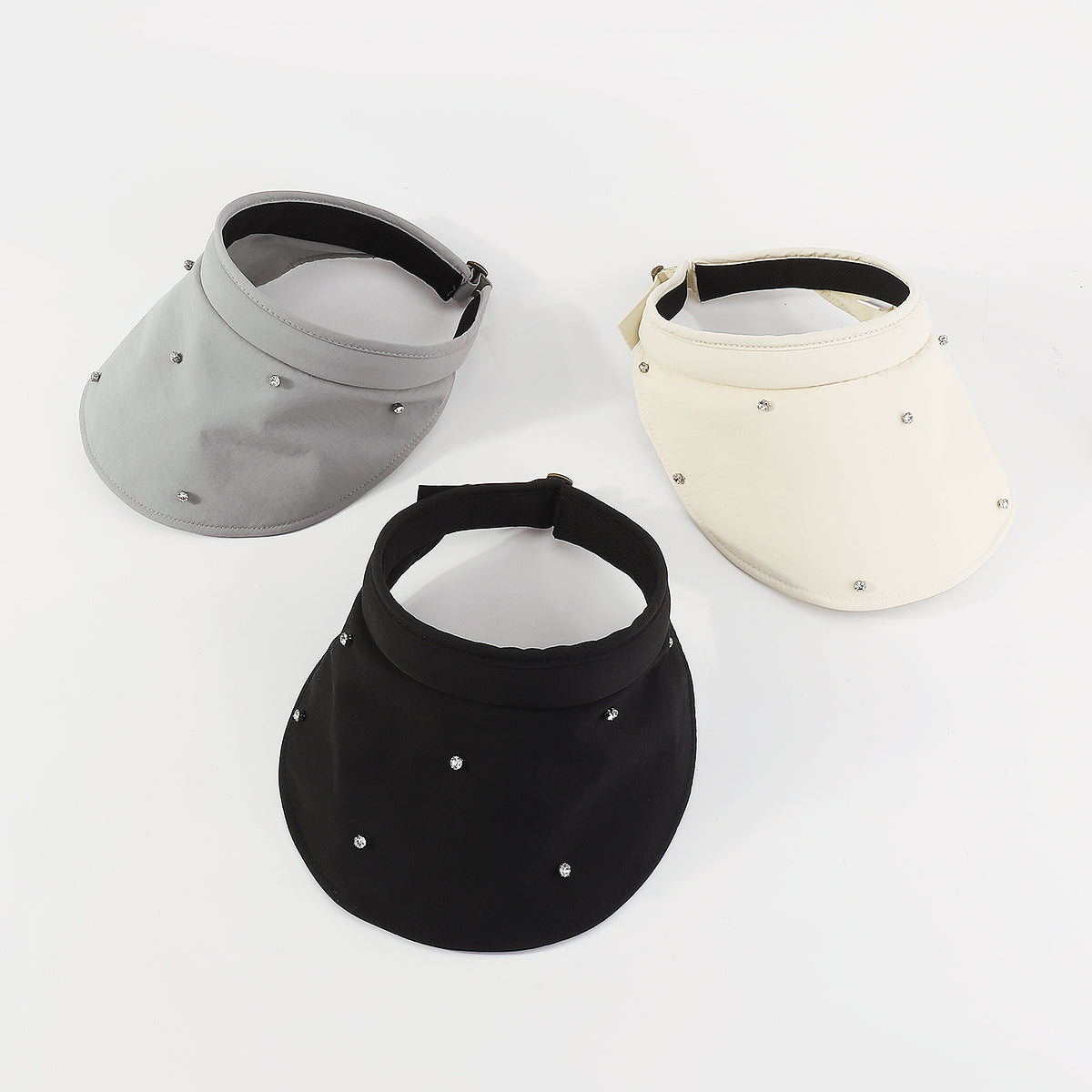 Q0131 Wide Brim With Rhinestone Adjustable Visor Hat