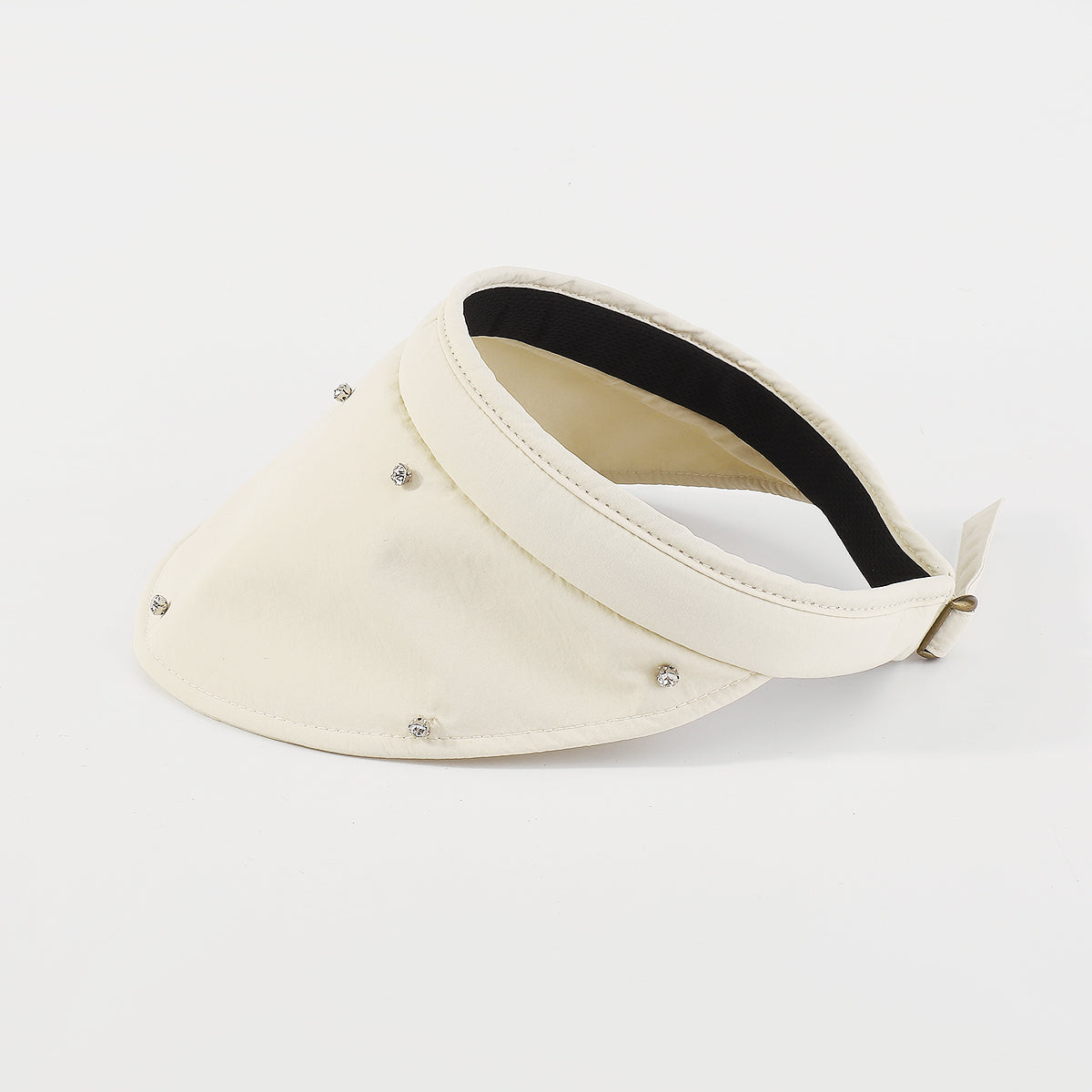Q0131 Wide Brim With Rhinestone Adjustable Visor Hat