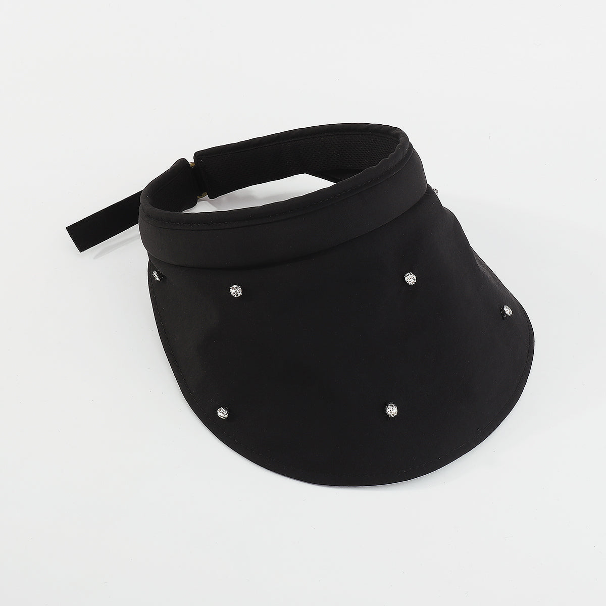 Q0131 Wide Brim With Rhinestone Adjustable Visor Hat