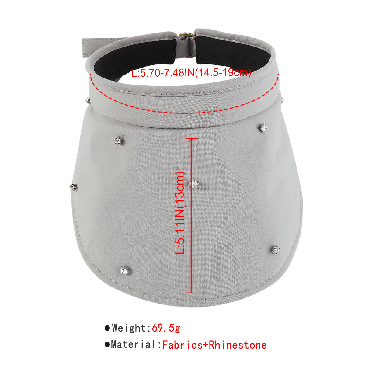 Q0131 Wide Brim With Rhinestone Adjustable Visor Hat