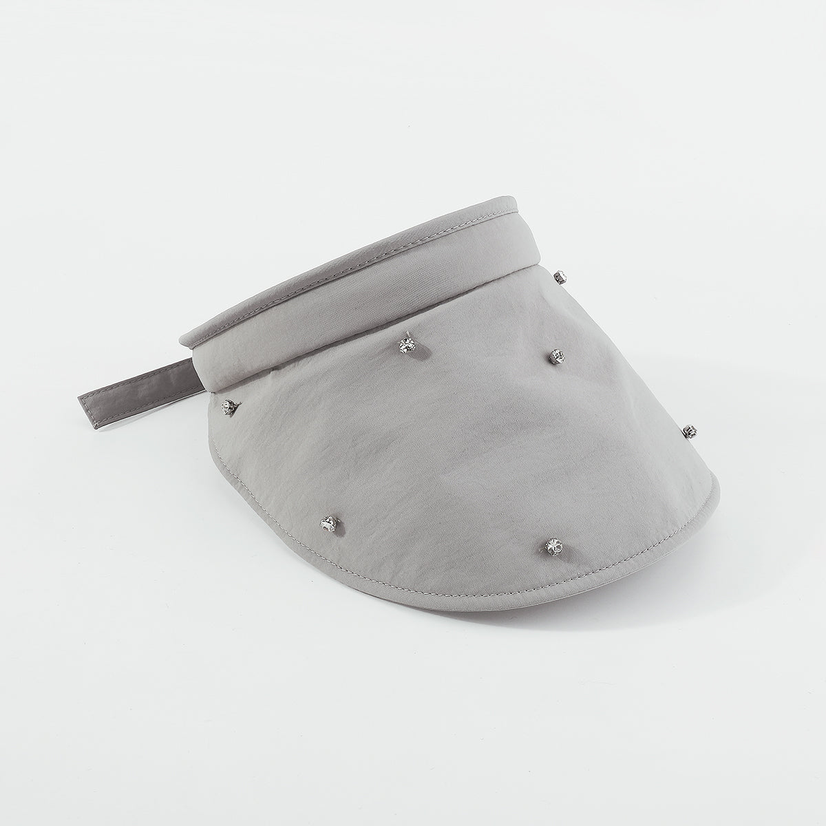 Q0131 Wide Brim With Rhinestone Adjustable Visor Hat