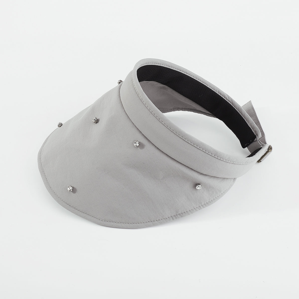 Q0131 Wide Brim With Rhinestone Adjustable Visor Hat