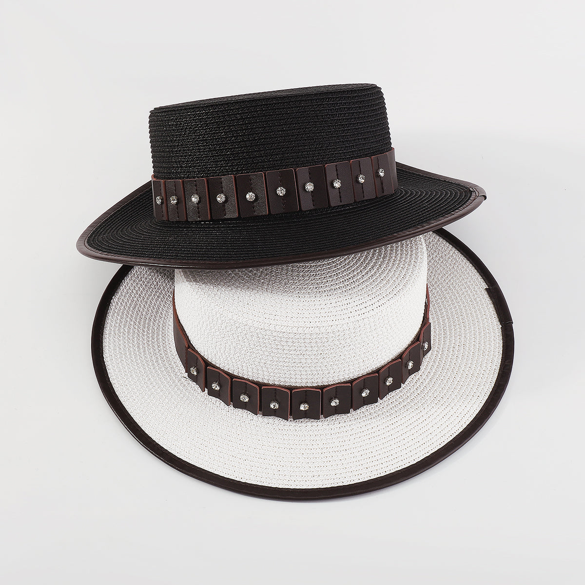 Q0143 Vegan Leather Trim Panama Hat