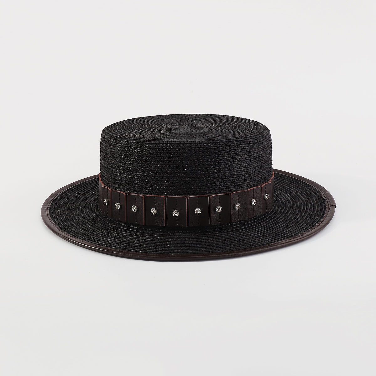 Q0143 Vegan Leather Trim Panama Hat