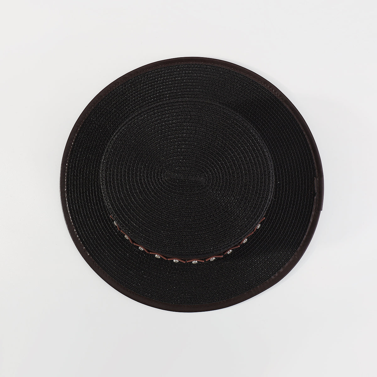 Q0143 Vegan Leather Trim Panama Hat