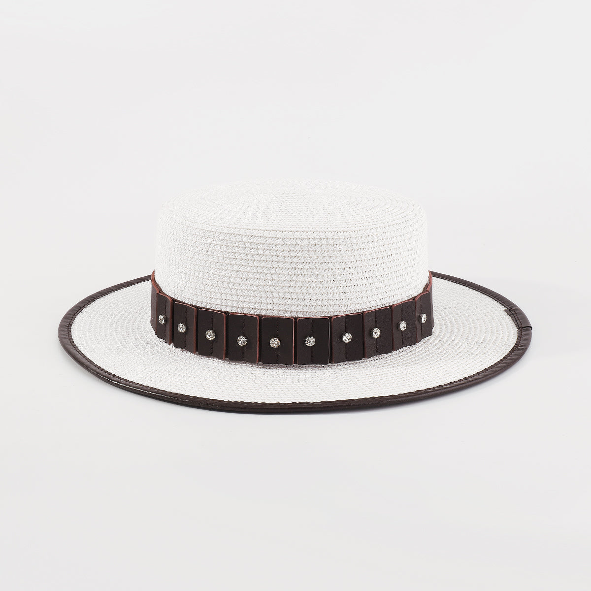 Q0143 Vegan Leather Trim Panama Hat