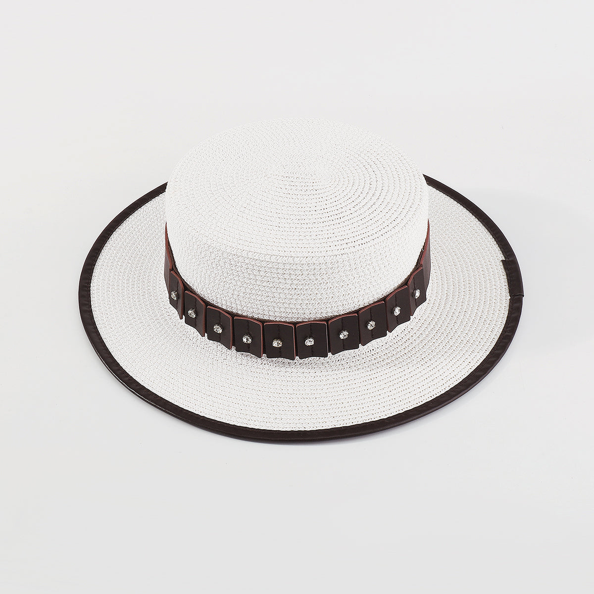 Q0143 Vegan Leather Trim Panama Hat
