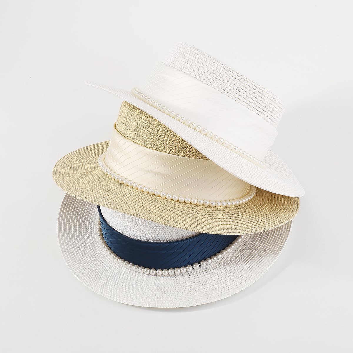 Q0146 Pearl Trim Sun Hat Tropical Panama Hat