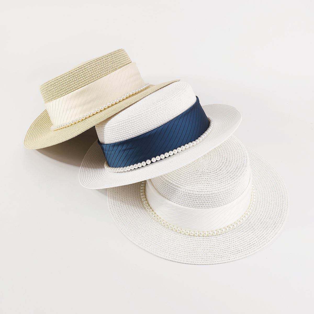 Q0146 Pearl Trim Sun Hat Tropical Panama Hat