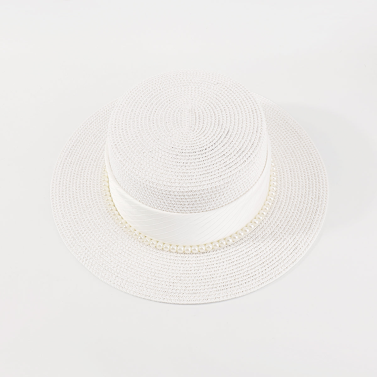 Q0146 Pearl Trim Sun Hat Tropical Panama Hat