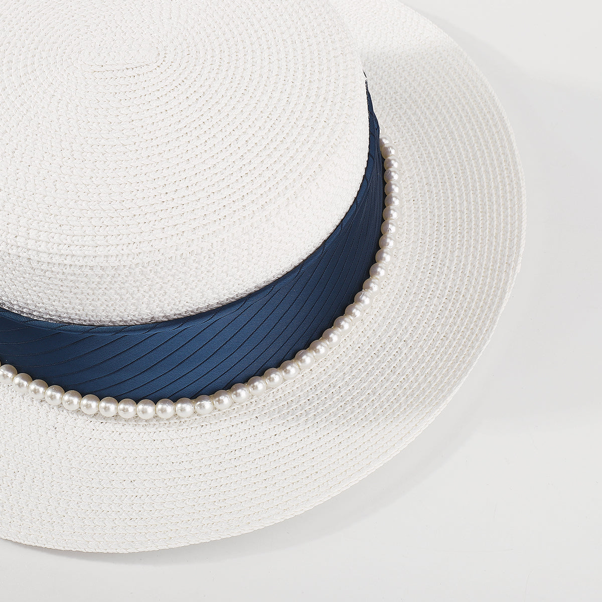 Q0146 Pearl Trim Sun Hat Tropical Panama Hat
