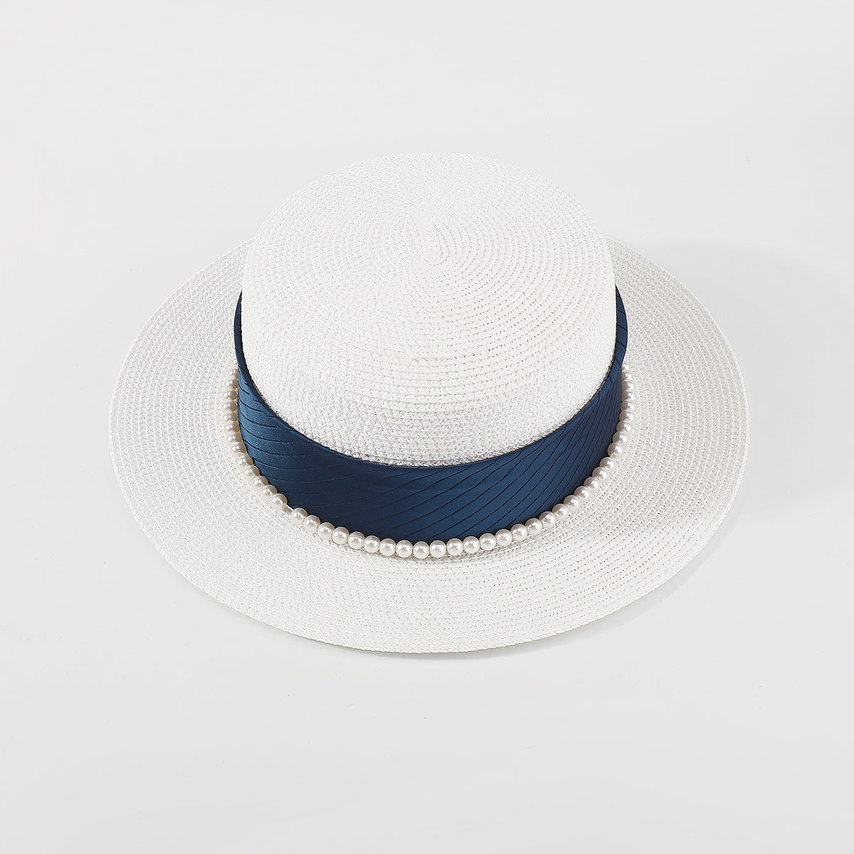 Q0146 Pearl Trim Sun Hat Tropical Panama Hat