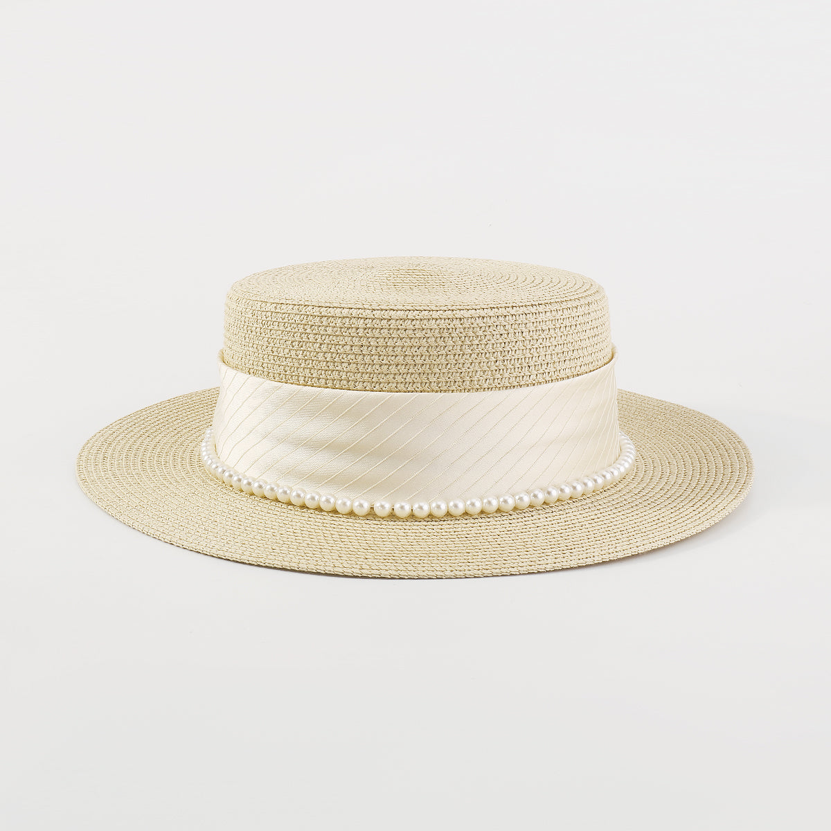 Q0146 Pearl Trim Sun Hat Tropical Panama Hat