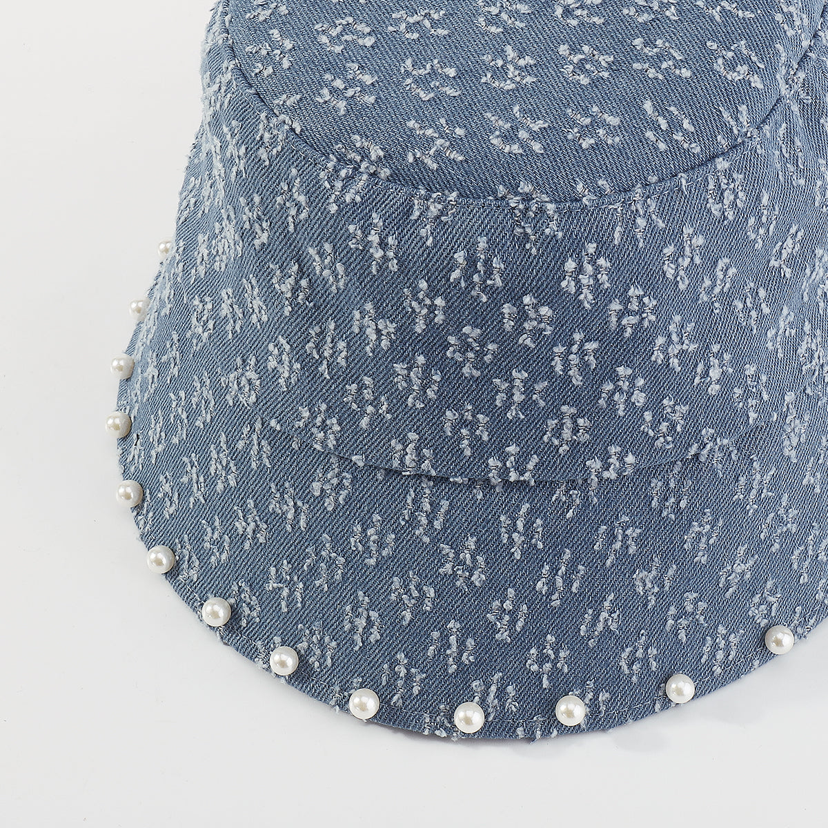 Q0157 Pearl Embellished Denim Bucket Hat
