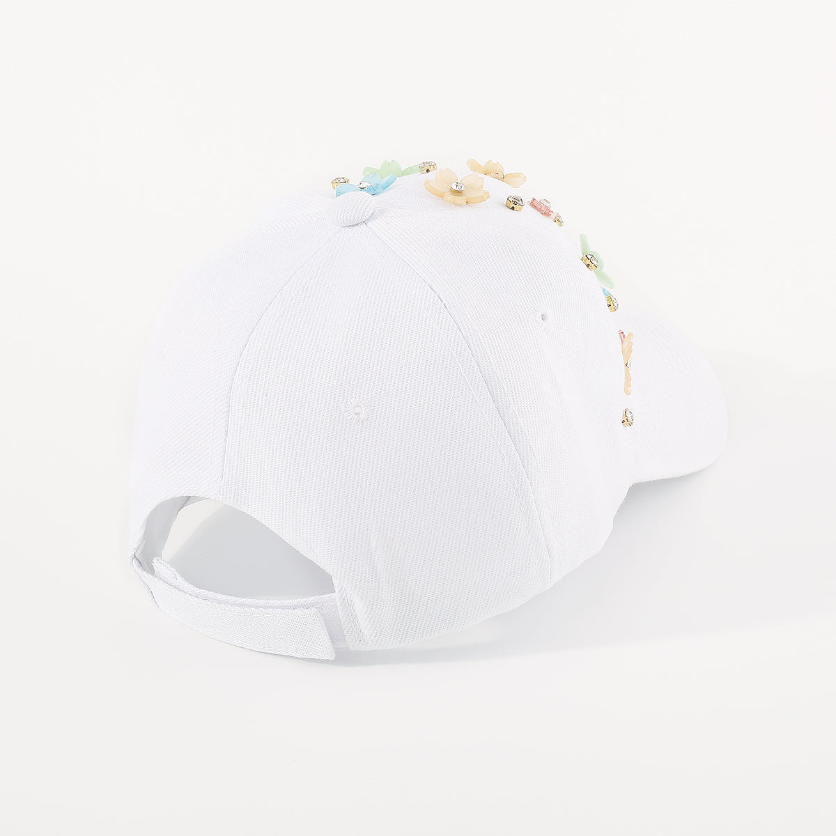 Q0158 Summer Floral Rhinestone Resin Flower Baseball Cap