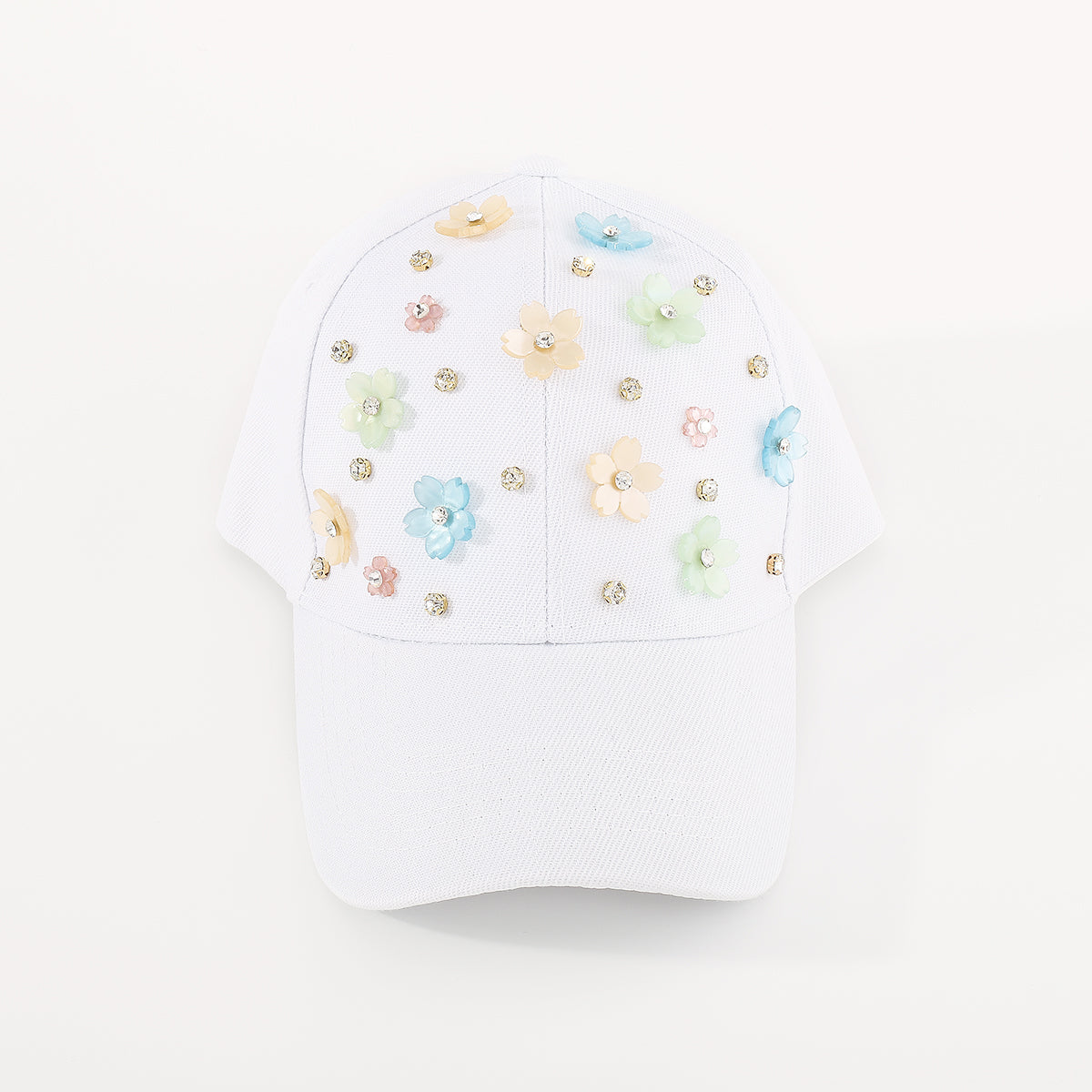 Q0158 Summer Floral Rhinestone Resin Flower Baseball Cap