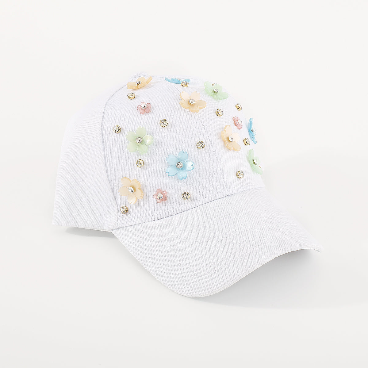 Q0158 Summer Floral Rhinestone Resin Flower Baseball Cap