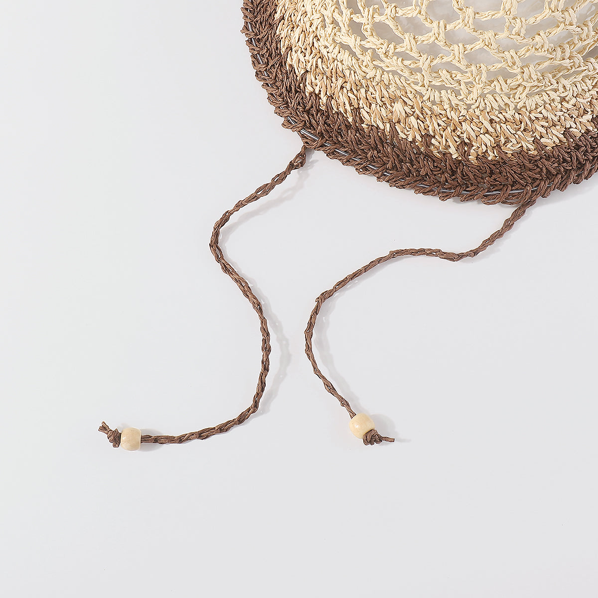 Q0162 Wave Crochet Raffia Bucket Hat with Strap