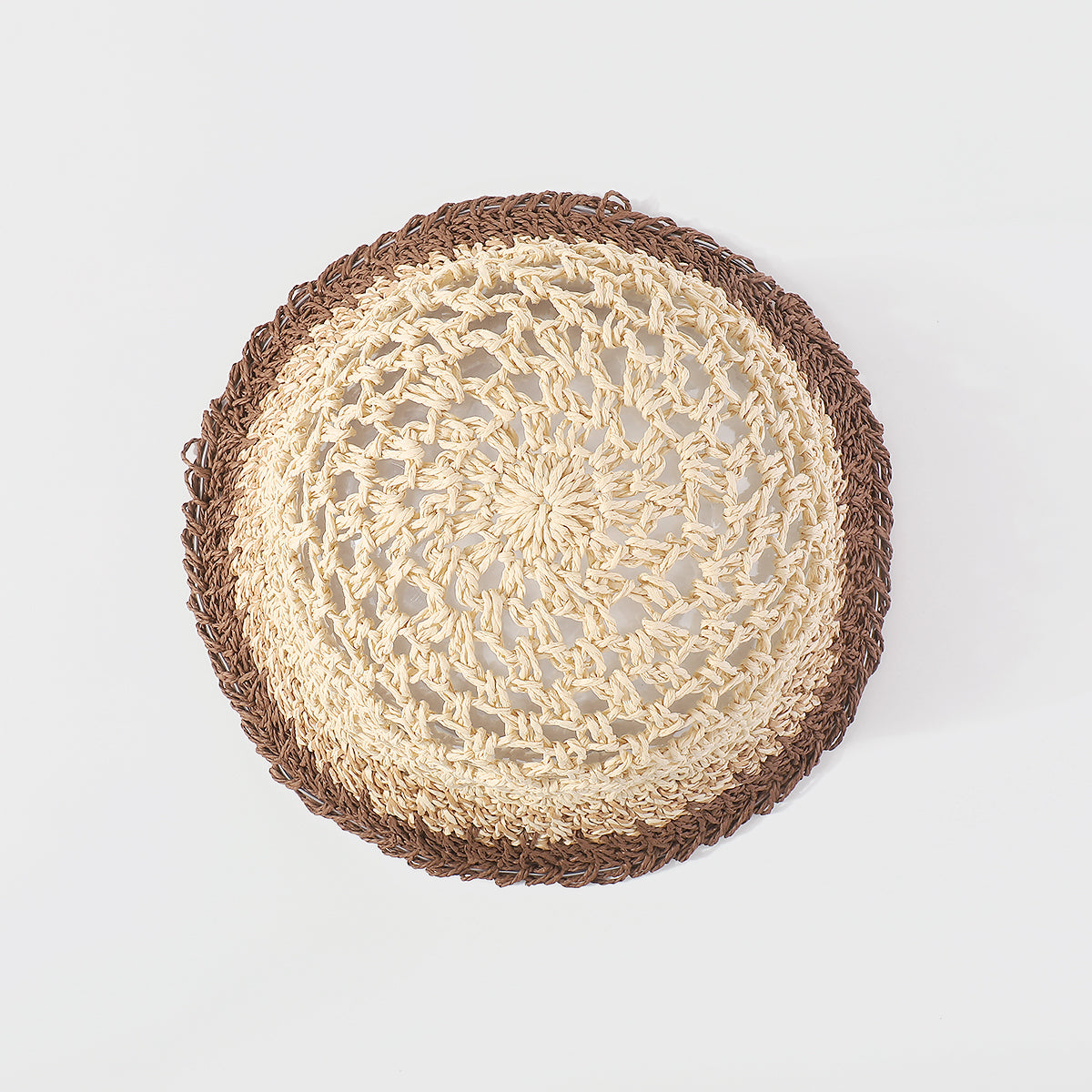 Q0162 Wave Crochet Raffia Bucket Hat with Strap