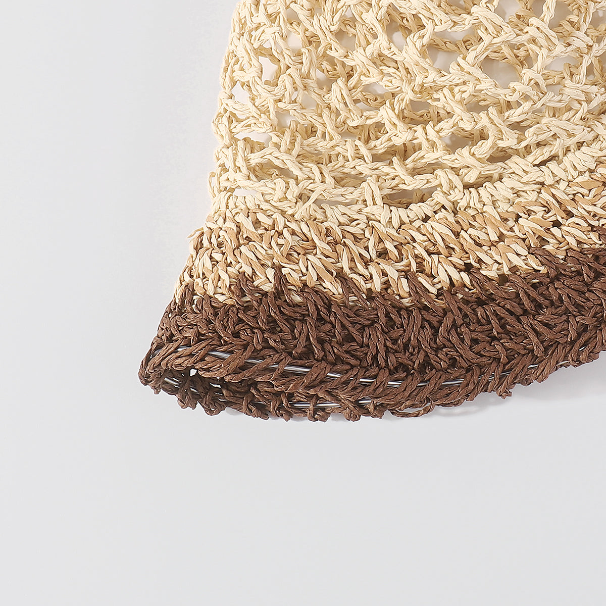 Q0162 Wave Crochet Raffia Bucket Hat with Strap