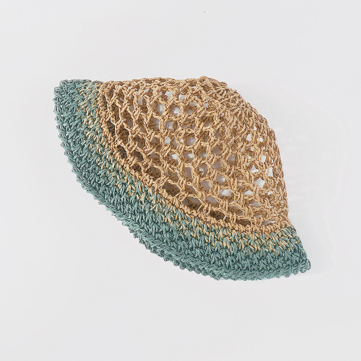 Q0162 Wave Crochet Raffia Bucket Hat with Strap