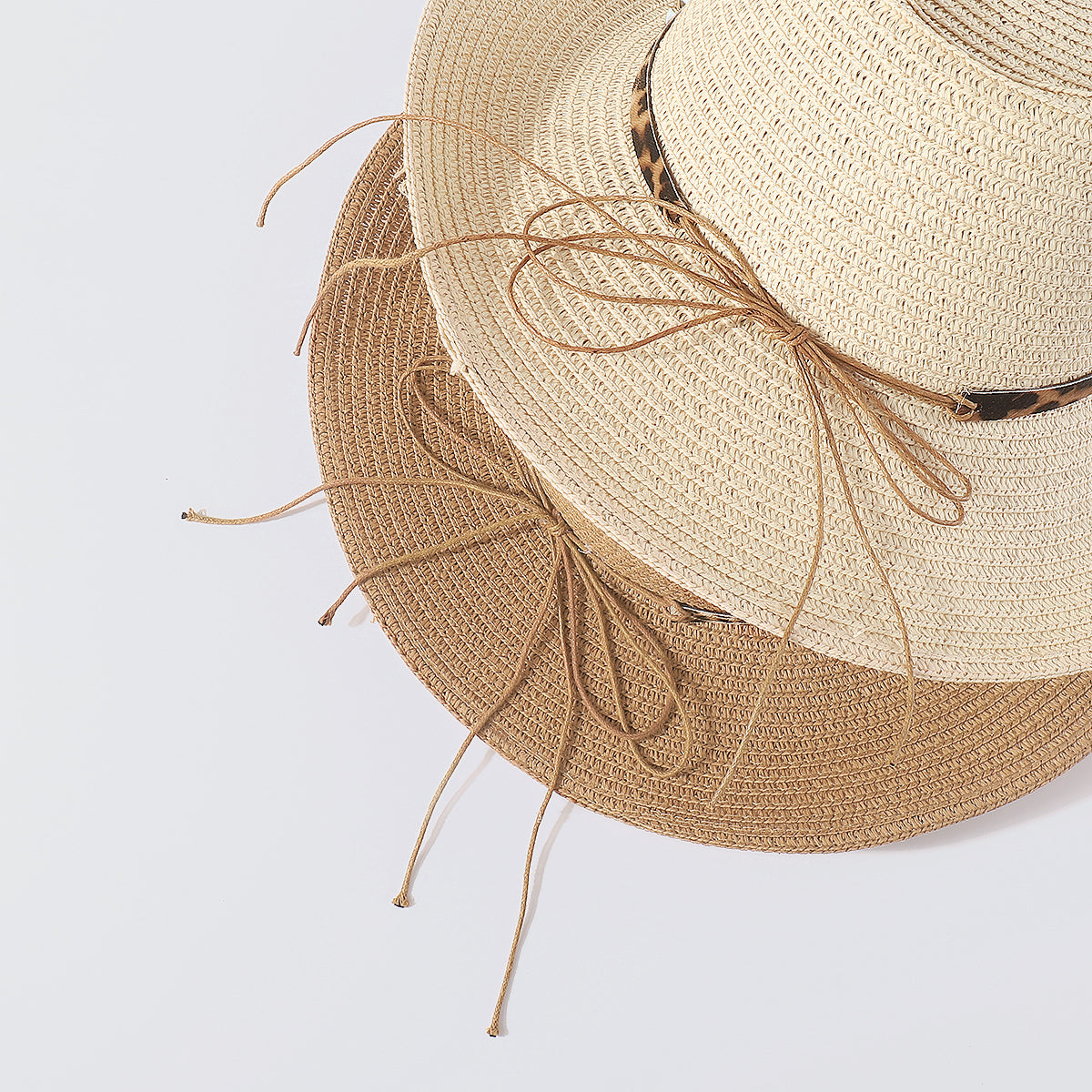 Q0179 Panama Soft Wide Brim w/Leopard Leather Straw Hat