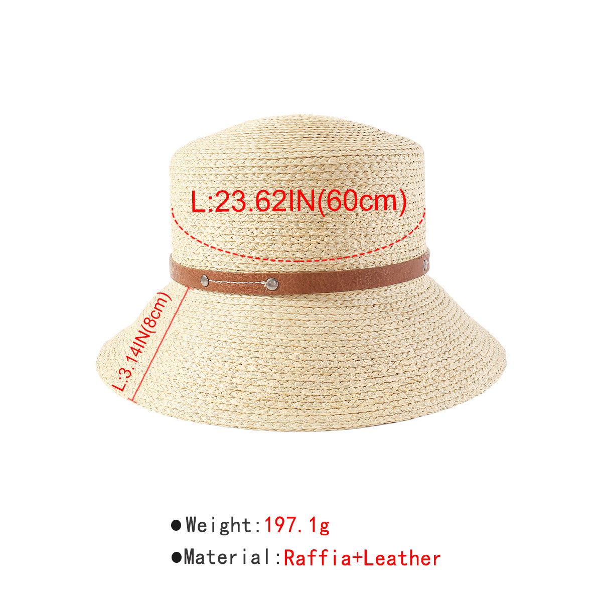 Q0188 Summer Raffia Bucket Hat With PU Trim