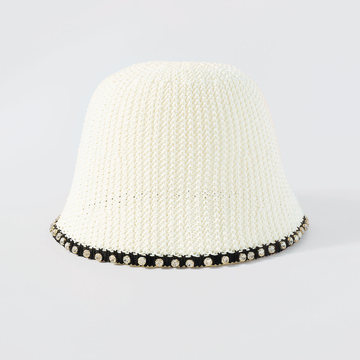 Q0197 Packable Rhinestone Trim Bucket Hat