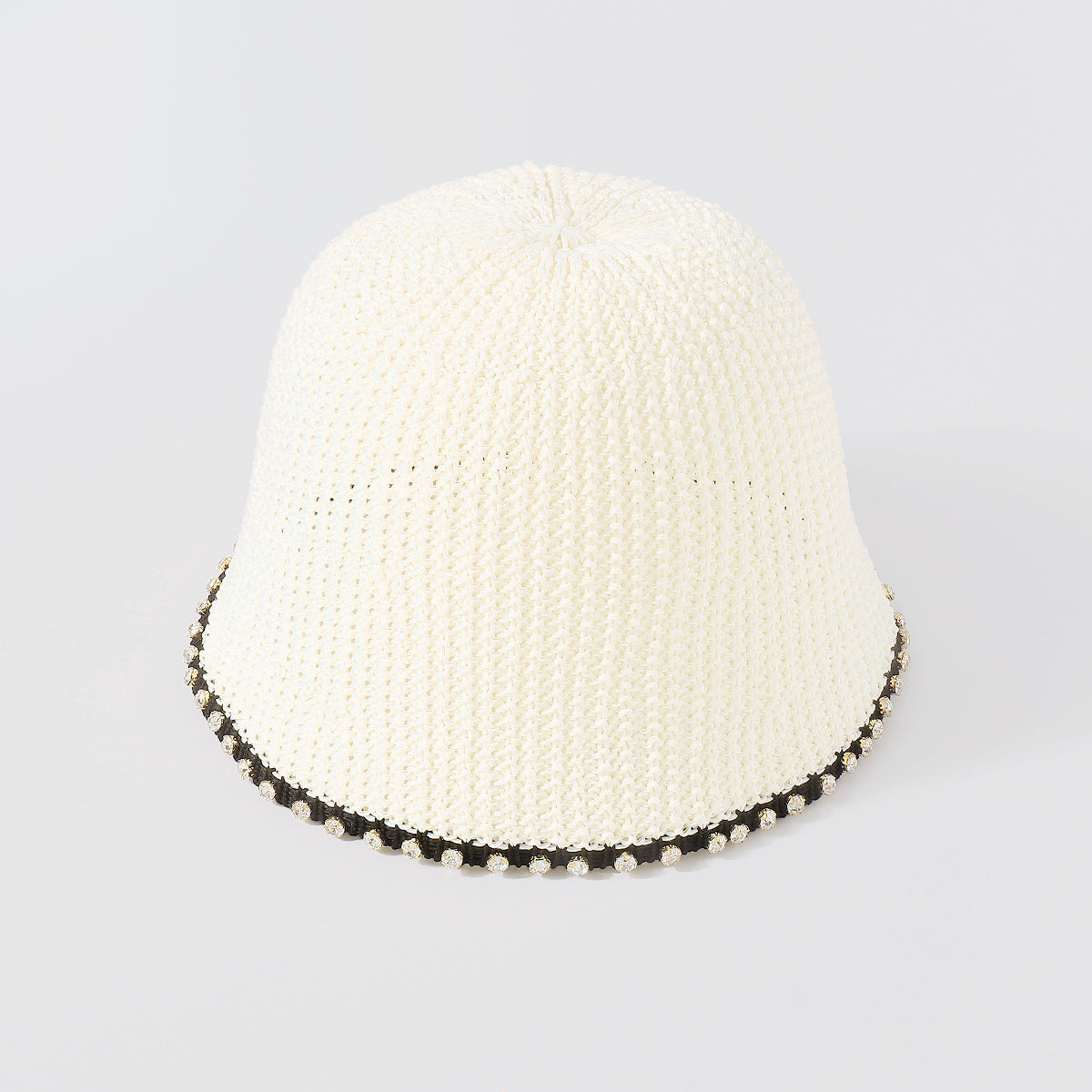 Q0197 Packable Rhinestone Trim Bucket Hat