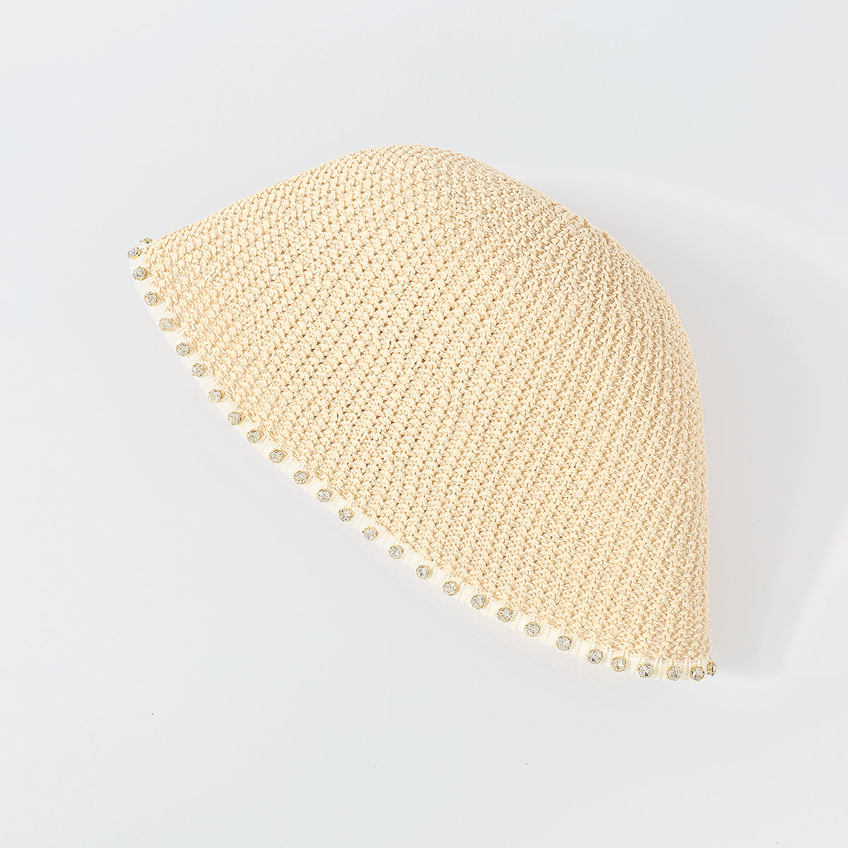 Q0197 Packable Rhinestone Trim Bucket Hat