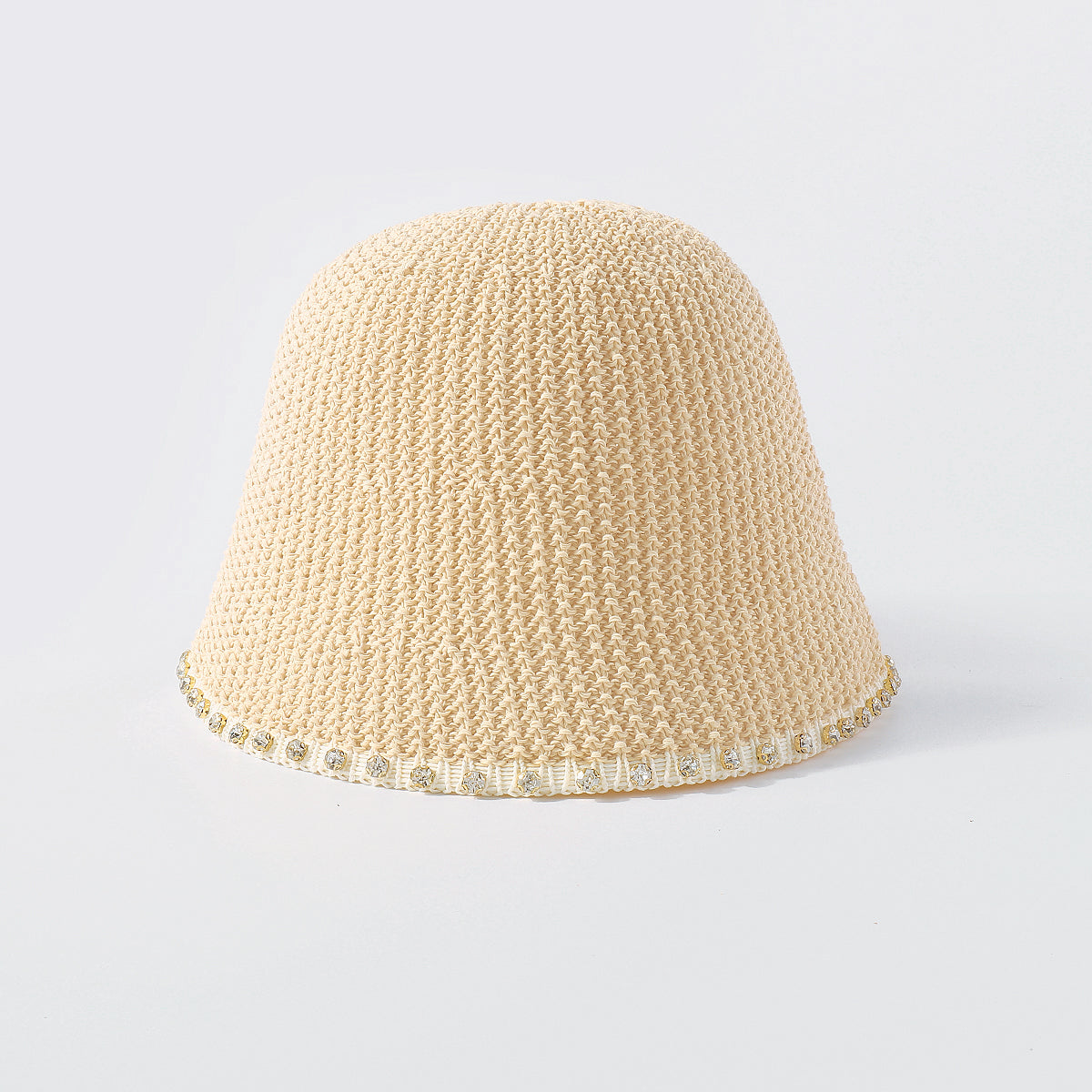 Q0197 Packable Rhinestone Trim Bucket Hat