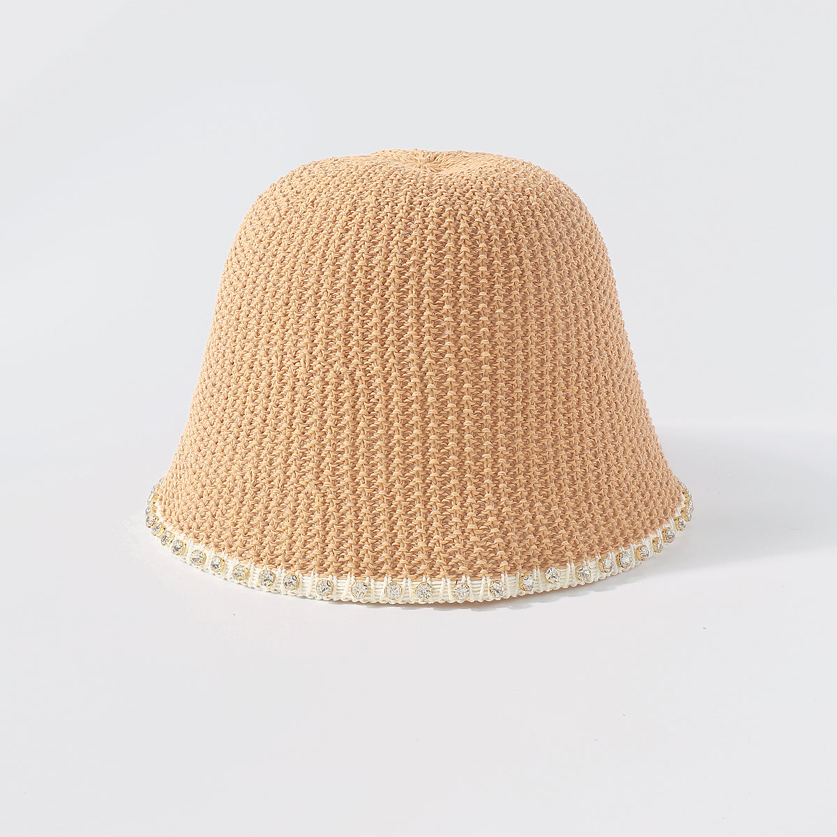 Q0197 Packable Rhinestone Trim Bucket Hat