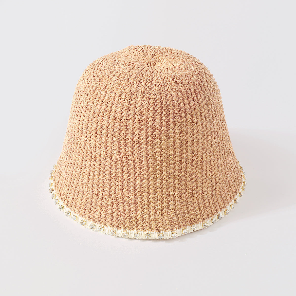 Q0197 Packable Rhinestone Trim Bucket Hat