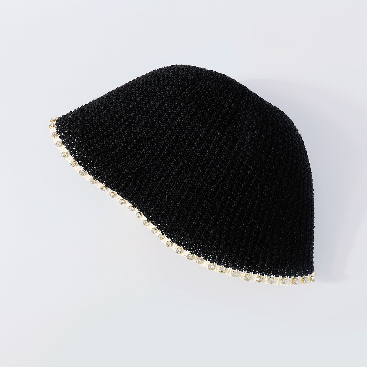 Q0197 Packable Rhinestone Trim Bucket Hat