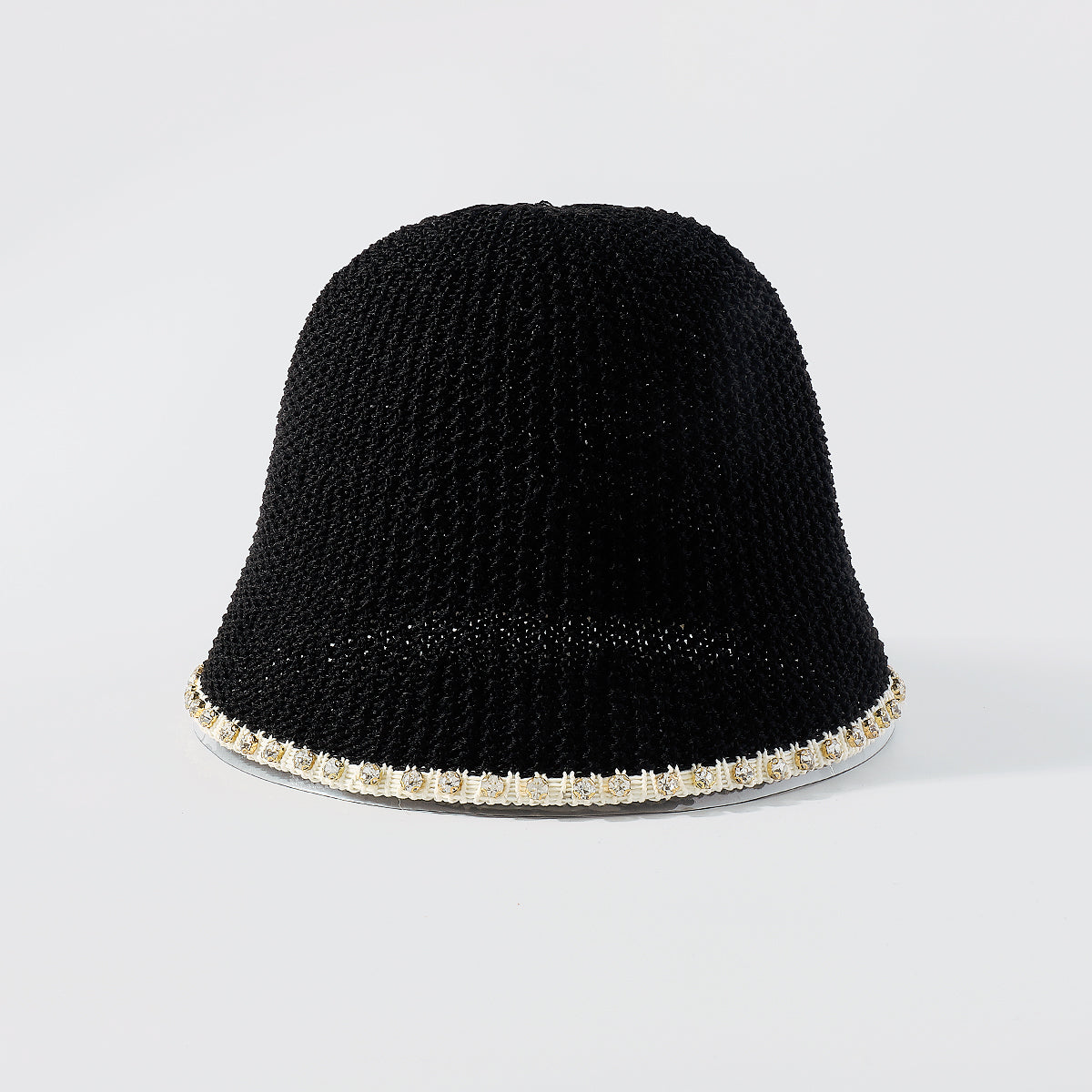 Q0197 Packable Rhinestone Trim Bucket Hat