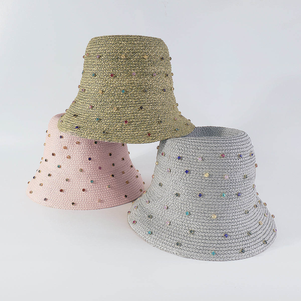 Q0218 Sparkling Full Rainbow Rhinestone Bucket Hat