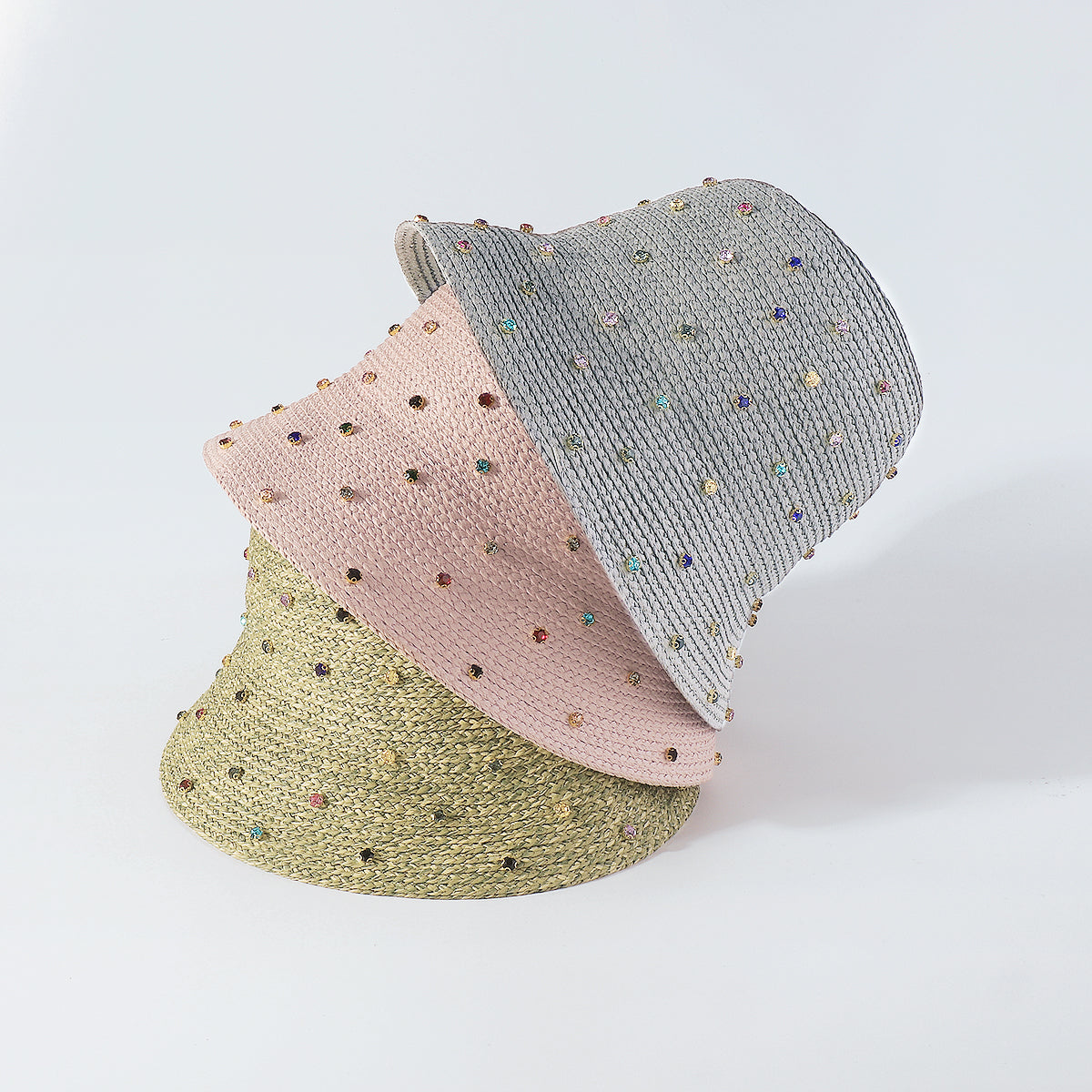 Q0218 Sparkling Full Rainbow Rhinestone Bucket Hat