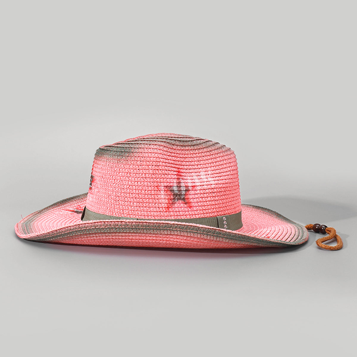 Q0295 Star Pink Wide Cowboy Hat with Strap