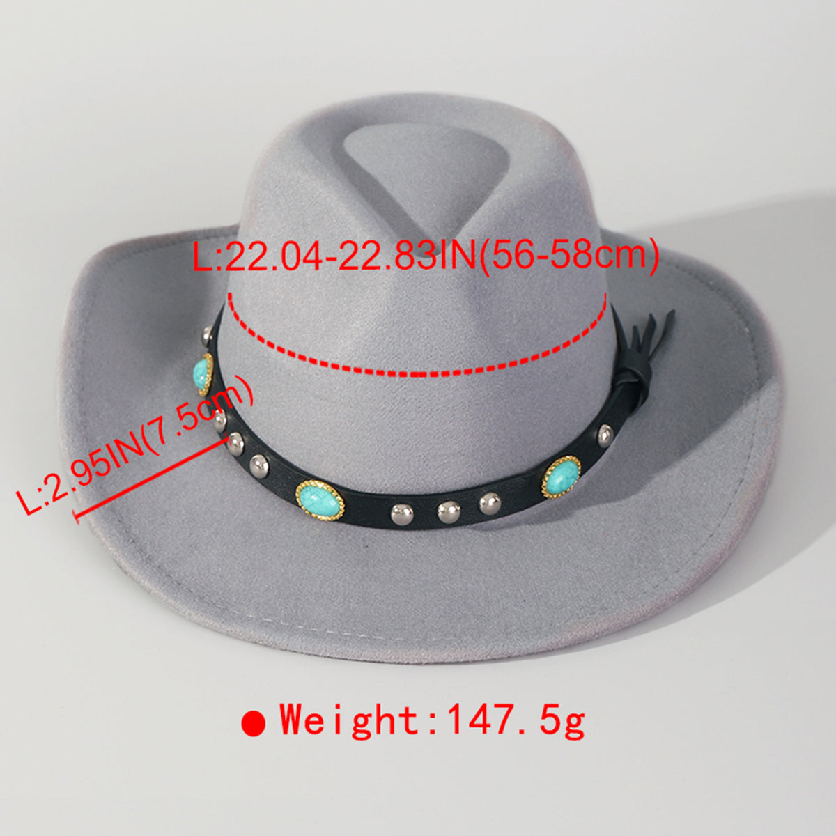 Q0303 PU Turquoise Felt Cowboy Hat